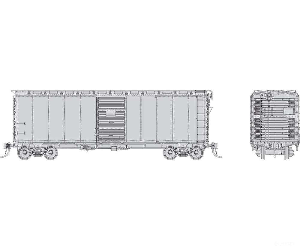 Rapido 181099 HO 1937 AAR 40’ Boxcar - Round corner: Undecorated: Single Car Freight Cars