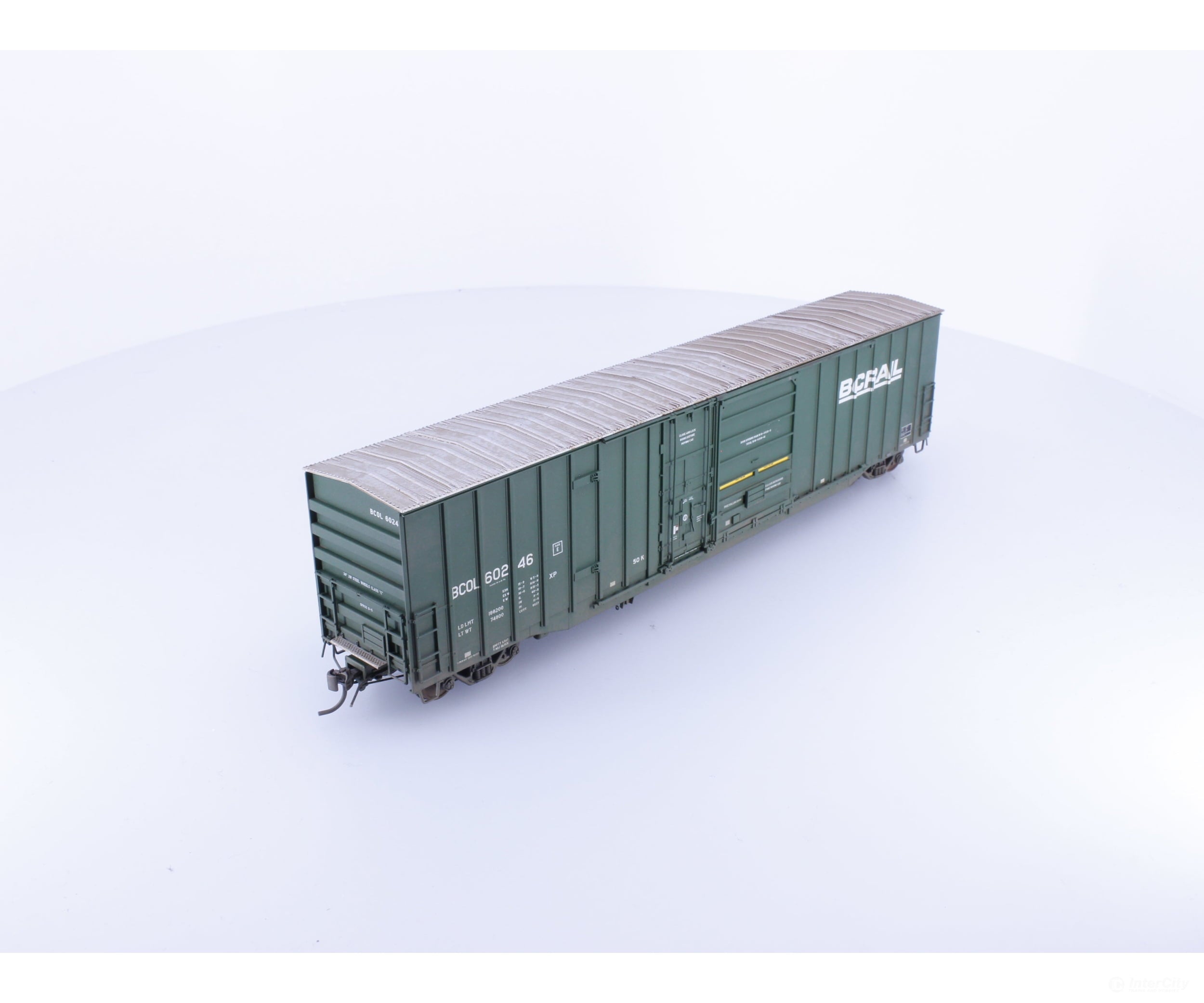 Rapido 191001A-WMT-M HO Trenton Works 6637cuft boxcar: BC Rail - As-Delivered #1 - Weathered by WEATHER MY TRAINS