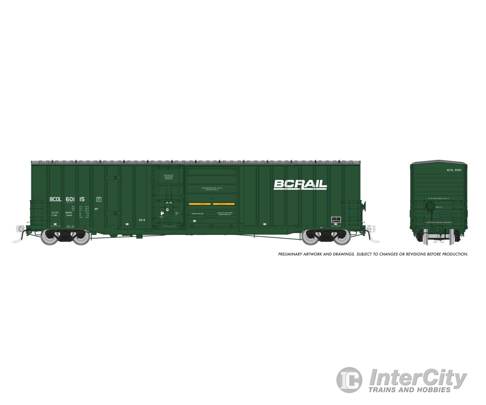 Rapido 191002A HO Trenton Works 6637cuft boxcar: BC Rail - As-Delivered: Single Car #2 Freight Cars