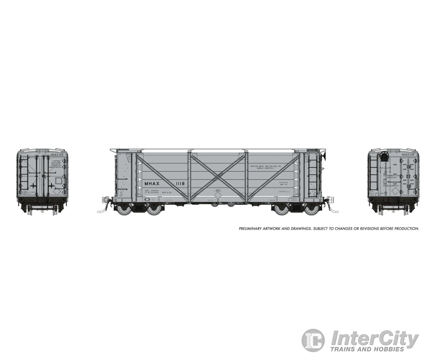 Rapido 195003 Ho Acf Helium Car: Mhax - Grey & Silver: 6-Pack #1 Freight Cars