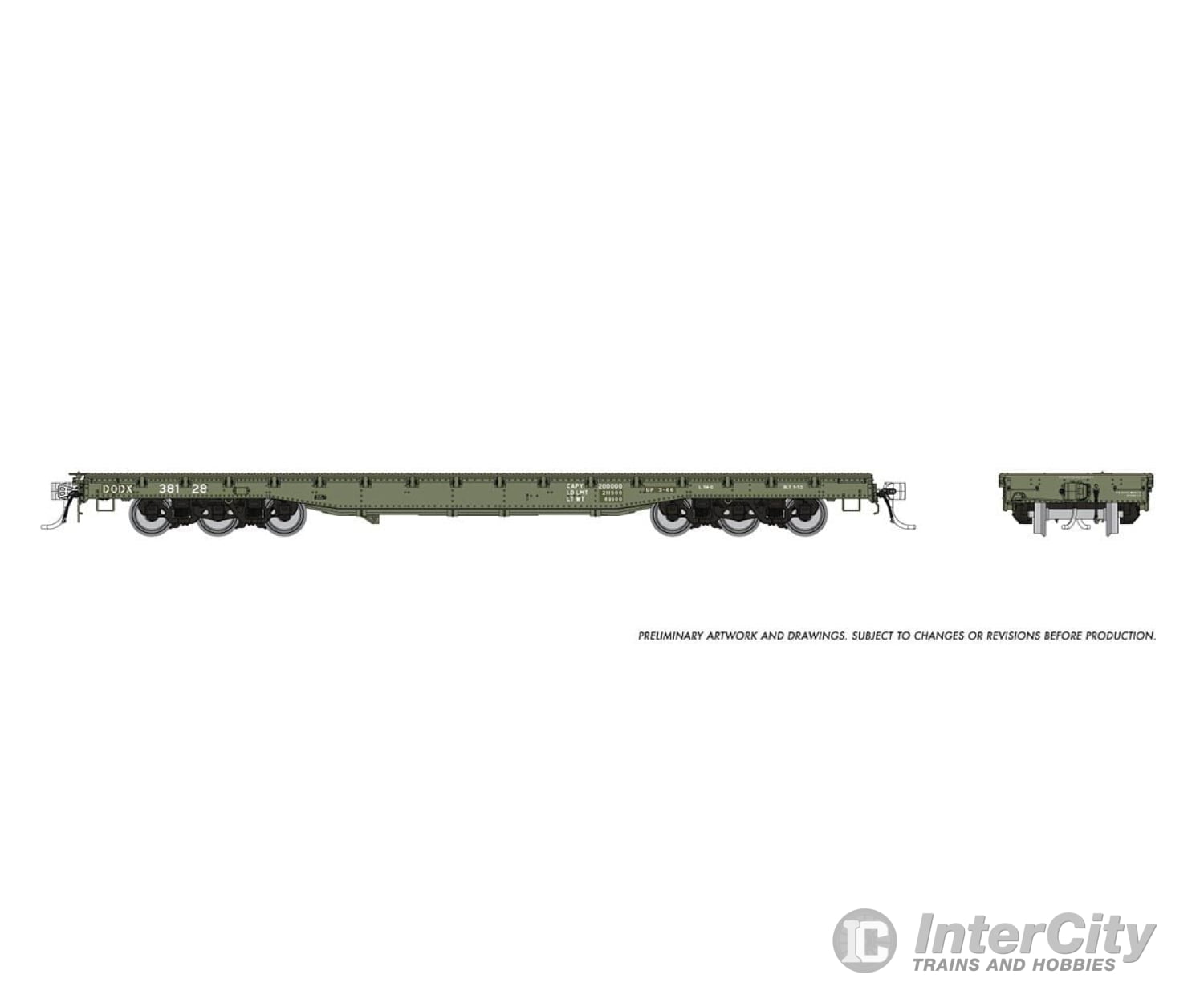 Rapido 199002 Ho Magor 54’ Flatcar: Dodx - Early Patch: 6-Pack Freight Cars