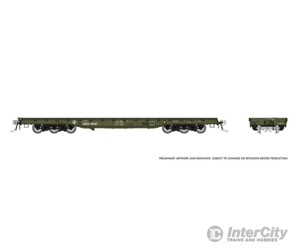 Rapido 199004A Ho Magor 54’ Flatcar: Dodx - Late Scheme: Single Car Freight Cars