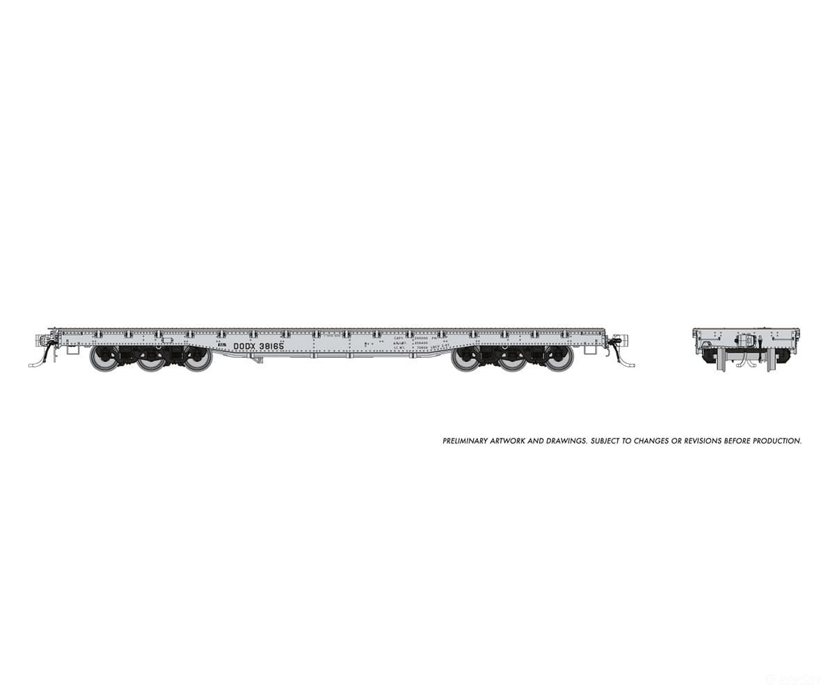 Rapido 199005 Ho Magor 54’ Flatcar: Dodx - Navy Scheme: 6-Pack Freight Cars