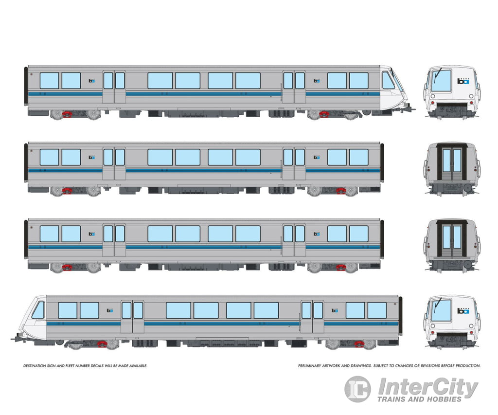 Rapido 204005 HO Bay Area Rapid Transit (DC/Silent): A-B-B-A Train #2 Locomotives