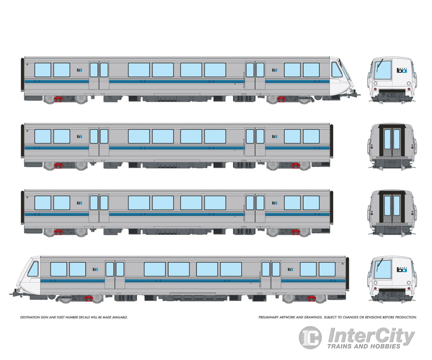 Rapido 204005 HO Bay Area Rapid Transit (DC/Silent): A-B-B-A Train #2 Locomotives