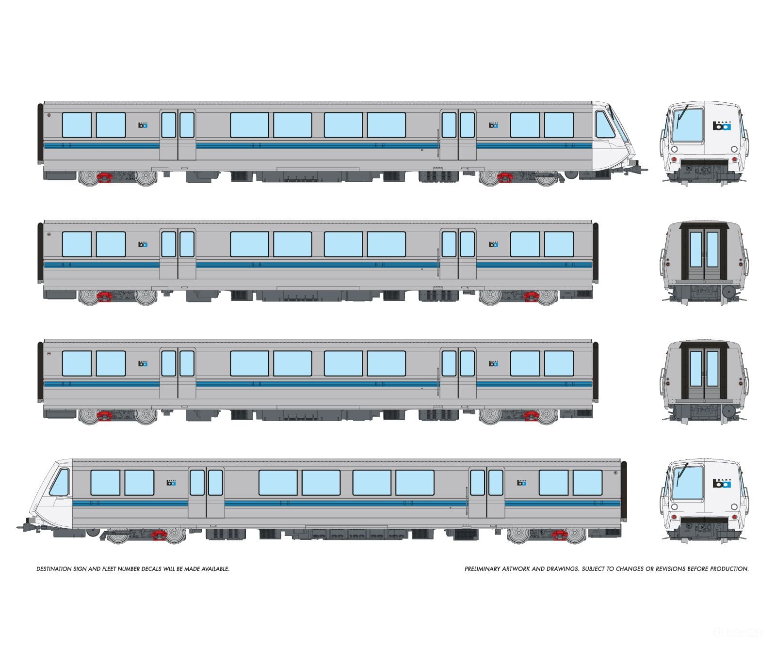 Rapido 204005 HO Bay Area Rapid Transit (DC/Silent): A-B-B-A Train #2 Locomotives