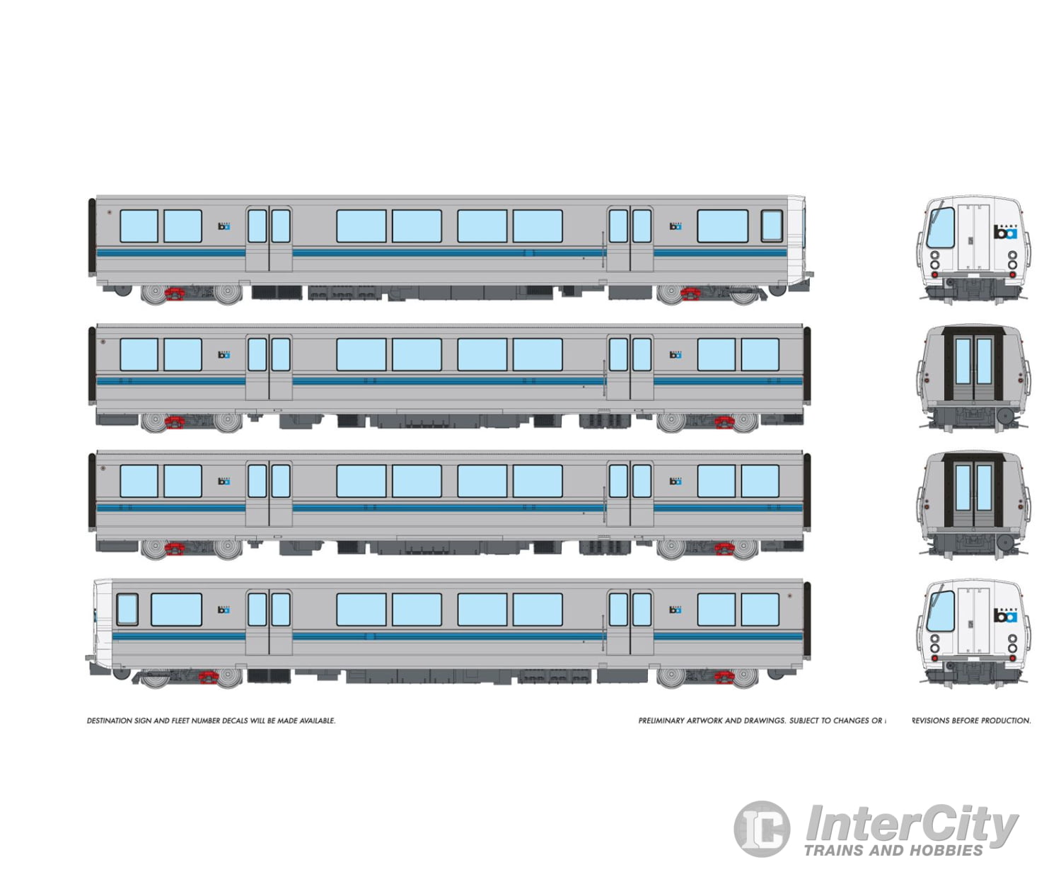 Rapido 204006 HO Bay Area Rapid Transit (DC/Silent): C-B-B-C Train Locomotives