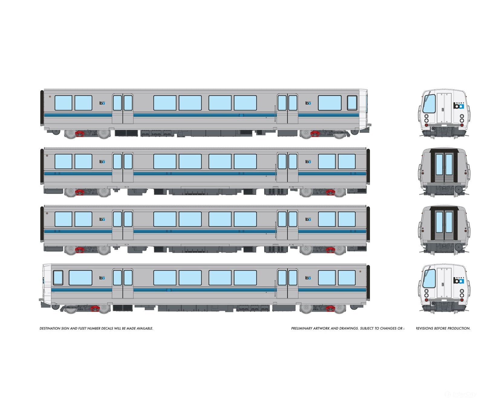Rapido 204006 HO Bay Area Rapid Transit (DC/Silent): C-B-B-C Train Locomotives