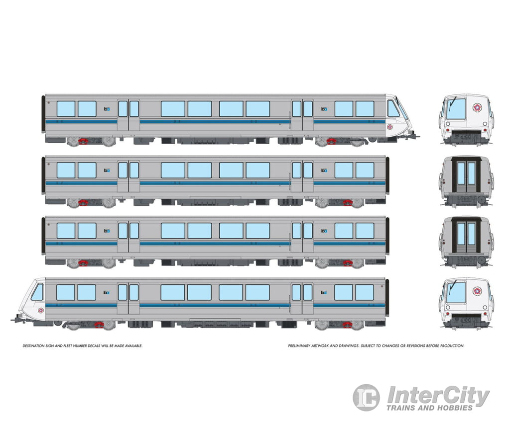 Rapido 204007 HO Bay Area Rapid Transit (DC/Silent): A-B-B-A Train - Bicentennial Logo Locomotives