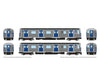 Rapido 209502 HO R32 ’Brightliner’ Subway 2-Car Set (DC/DCC/Sound): NYCTA - TA Logo: B 6th Ave Exp Locomotives