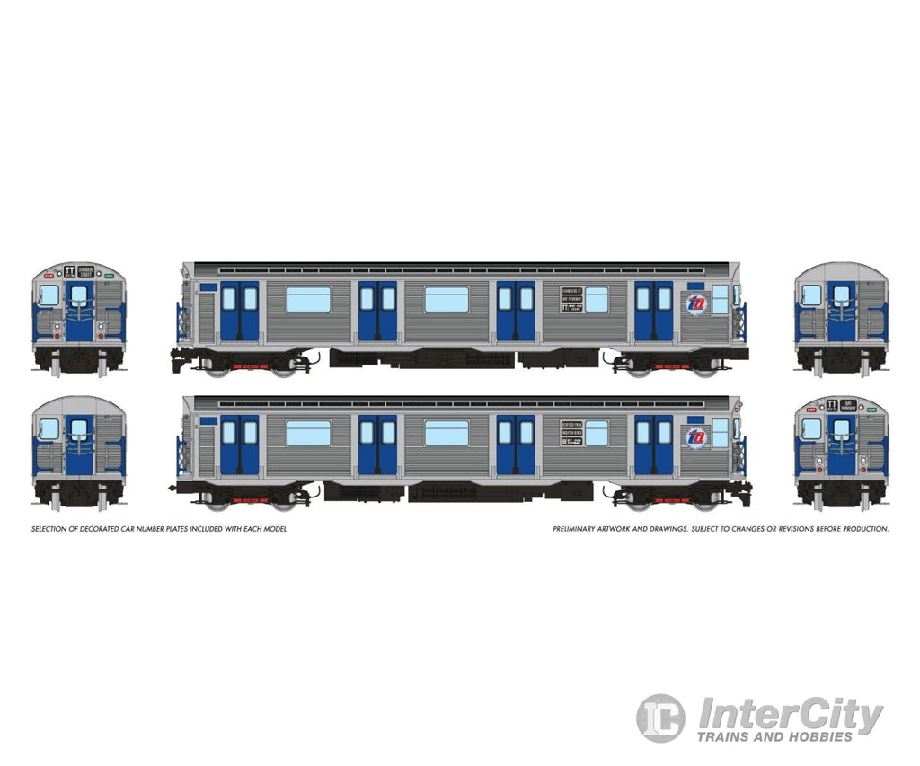 Rapido 209504 HO R32 ’Brightliner’ Subway 2-Car Set (DC/DCC/Sound): NYCTA - TA Logo: TT West End Local Locomotives