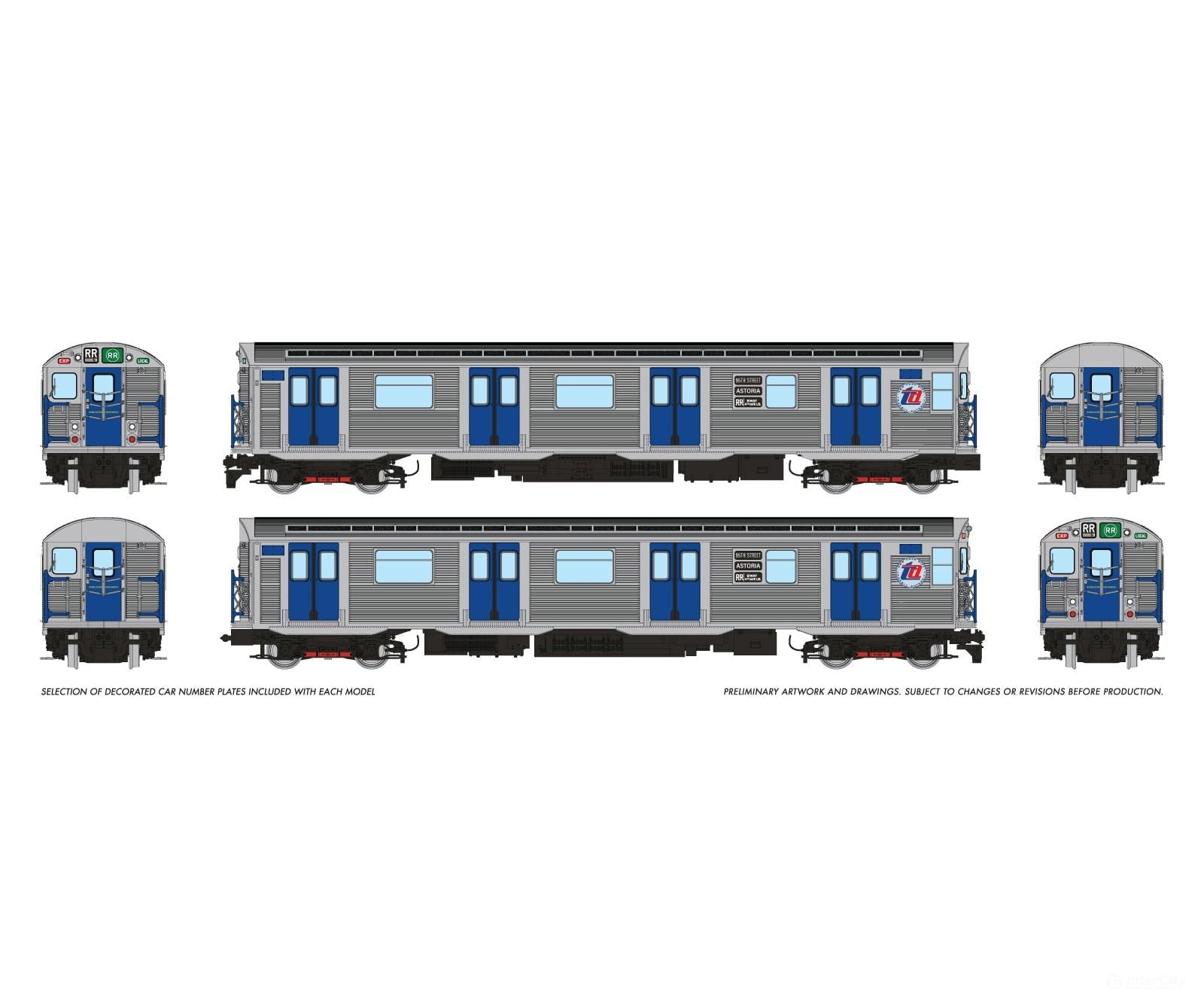 Rapido 209507 HO R32 ’Brightliner’ Subway 2-Car Set (DC/DCC/Sound): NYCTA - TA Logo: RR Broadway Locomotives