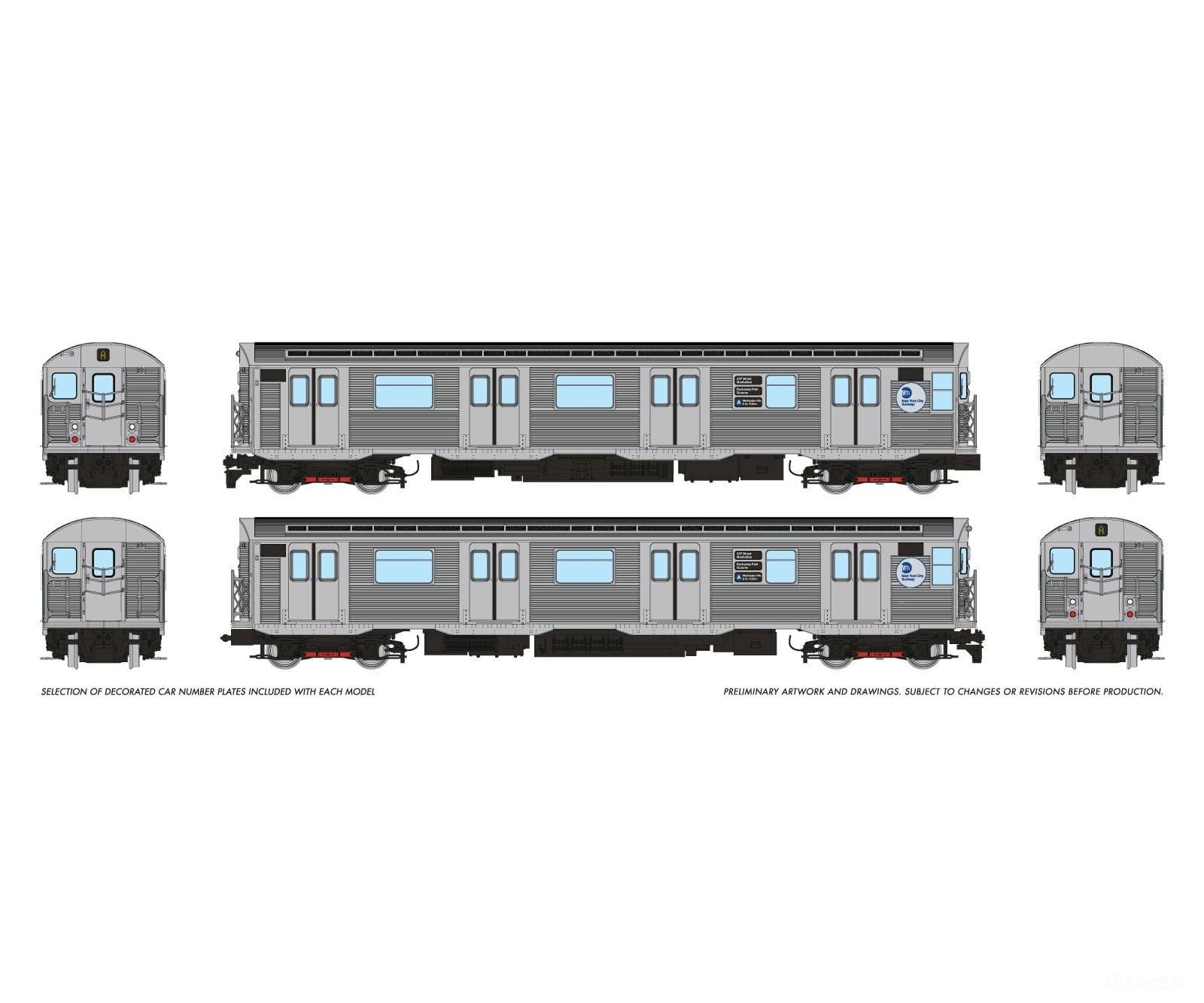 Rapido 209513 HO R32 ’Brightliner’ Subway 2-Car Set (DC/DCC/Sound): MTA: A Wash Hts/8th Ave Locomotives