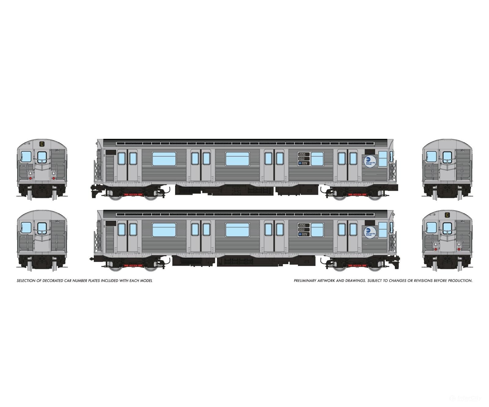Rapido 209514 HO R32 ’Brightliner’ Subway 2-Car Set (DC/DCC/Sound): MTA: C 8th Ave/Fulton Locomotives