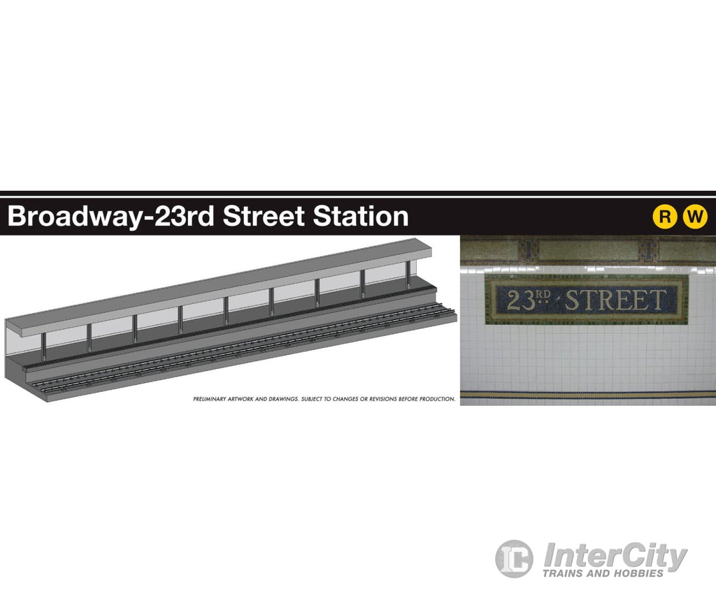 Rapido 209898 HO Scale NYC Subway Lighted Display Set: Bdwy-23rd St Station + N train (1985+) Locomotives