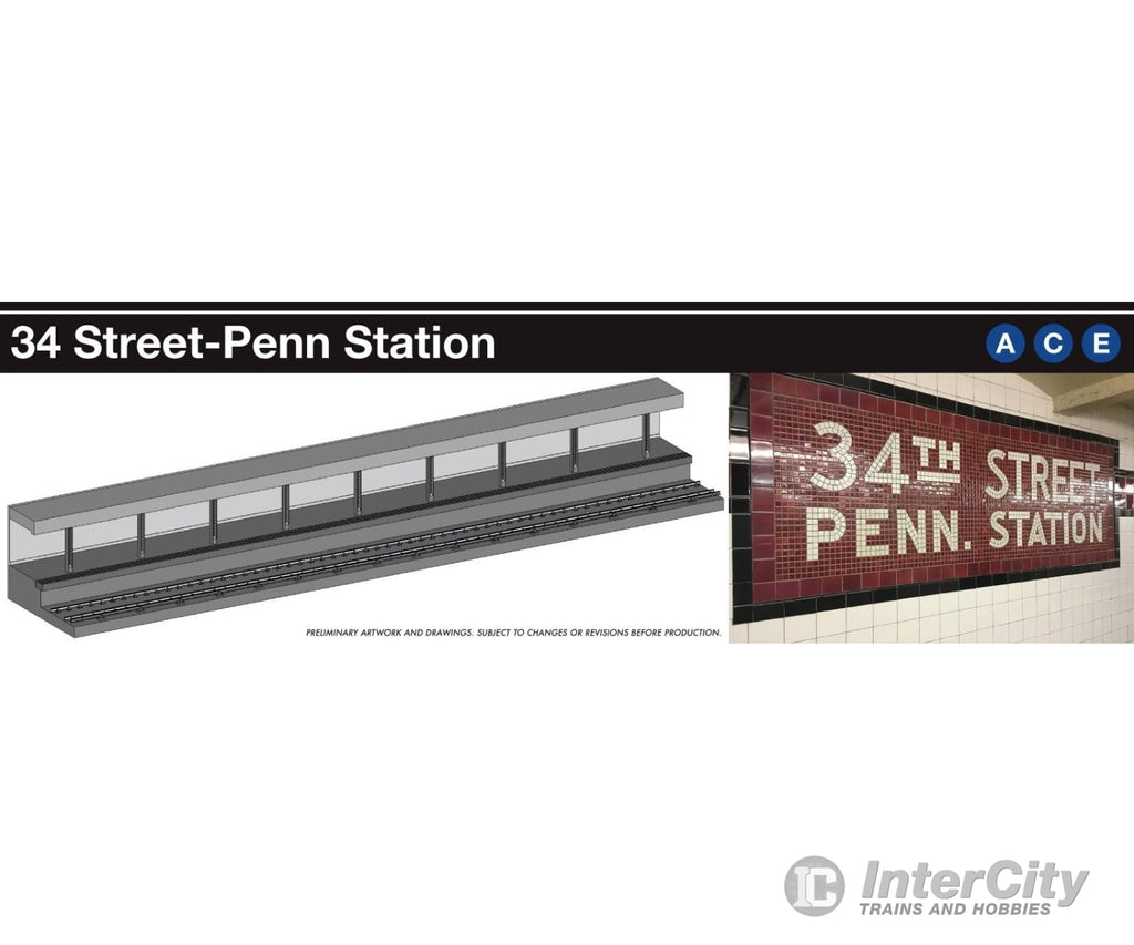 Rapido 209996 HO Scale NYC Subway Lighted Display Platform: IND 34th St-Penn Station Locomotives