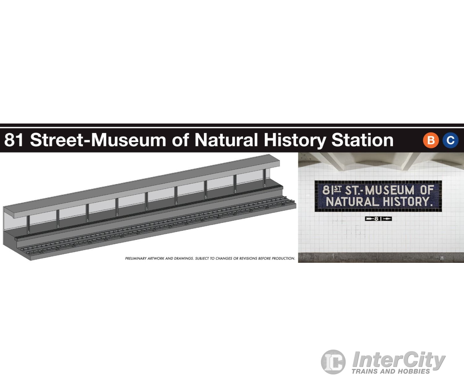 Rapido 209997 HO Scale NYC Subway Lighted Display Platform: IND 81st-MuseumÂ of Natural History Locomotives