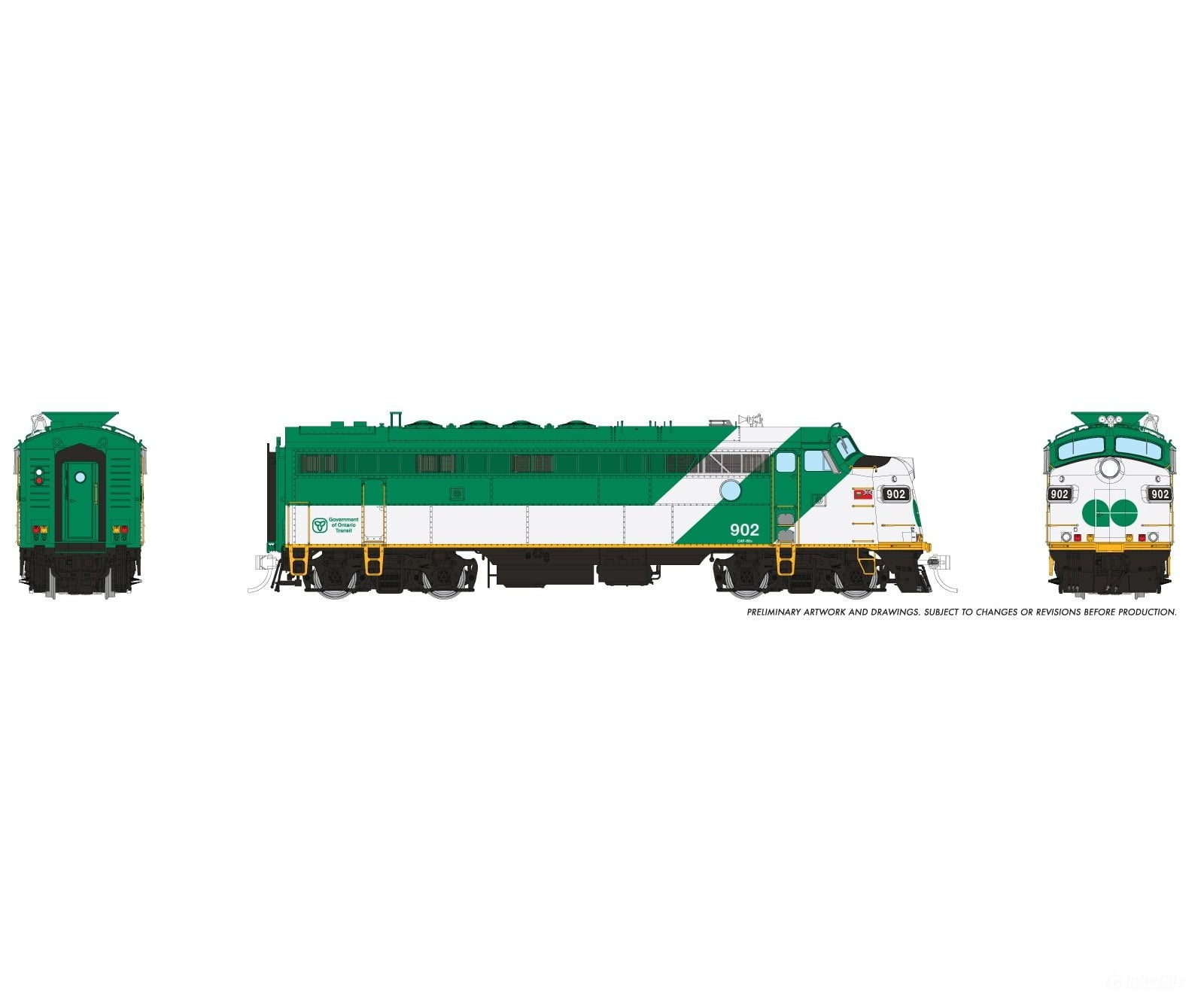 Rapido 222551 HO APCU (DC/DCC/Sound): GO - Green & White Late Font: #902 Locomotives