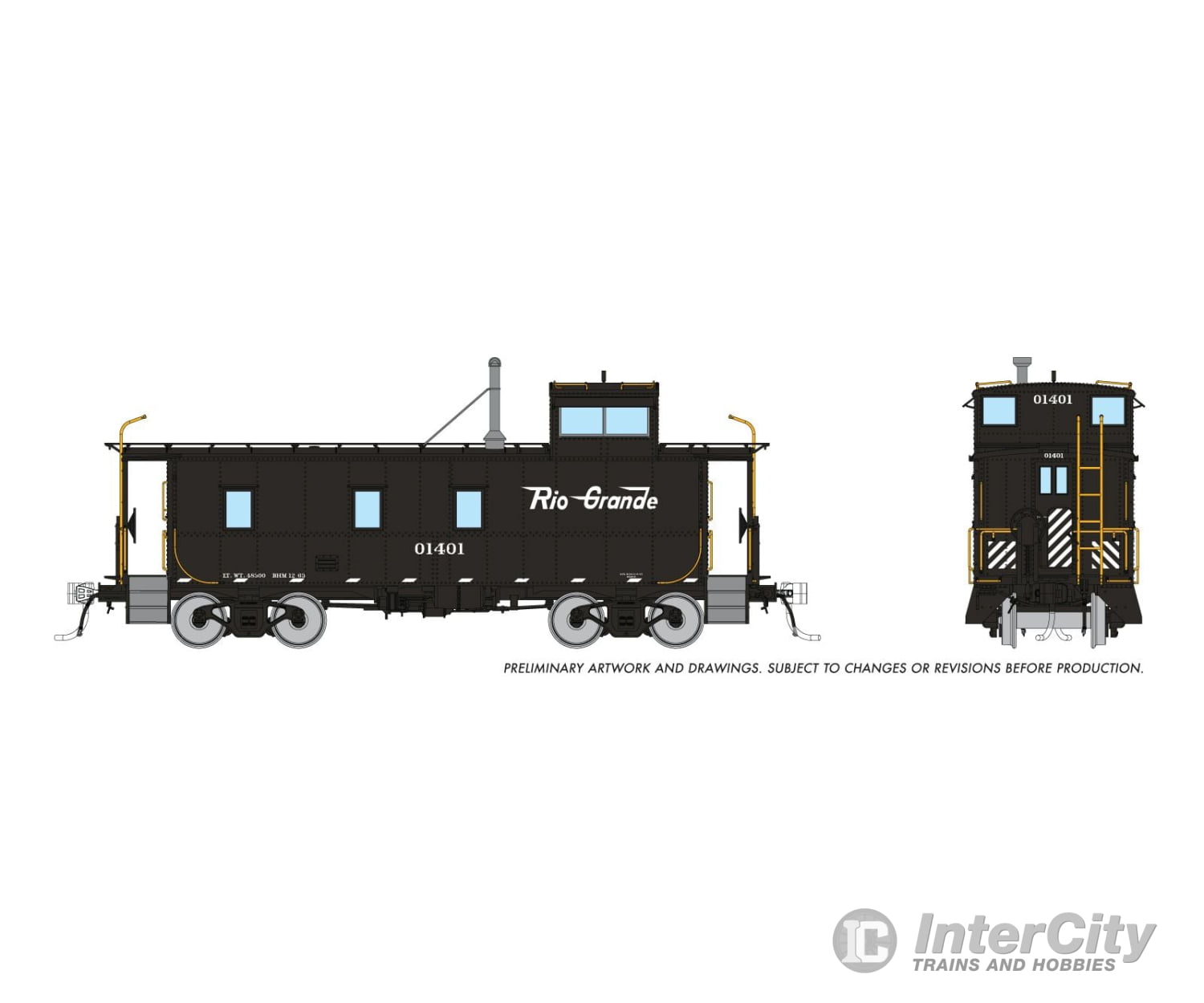 Rapido 225007 Ho D&Rgw End Cupola Steel Caboose W/ Early Mods: Black Scheme: #01401 Freight Cars