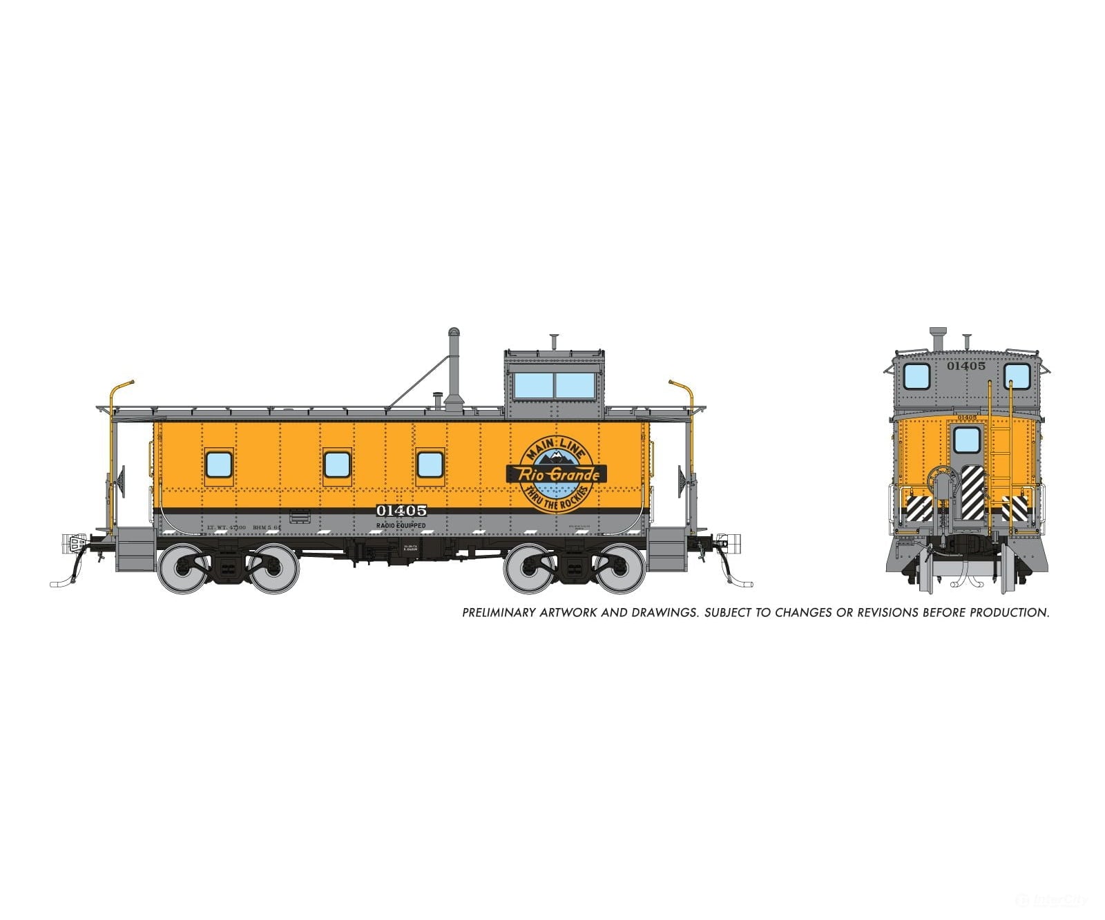 Rapido 225015 Ho D&Rgw End Cupola Steel Caboose W/ Post-War Mods: Single Stripe Scheme: #01405