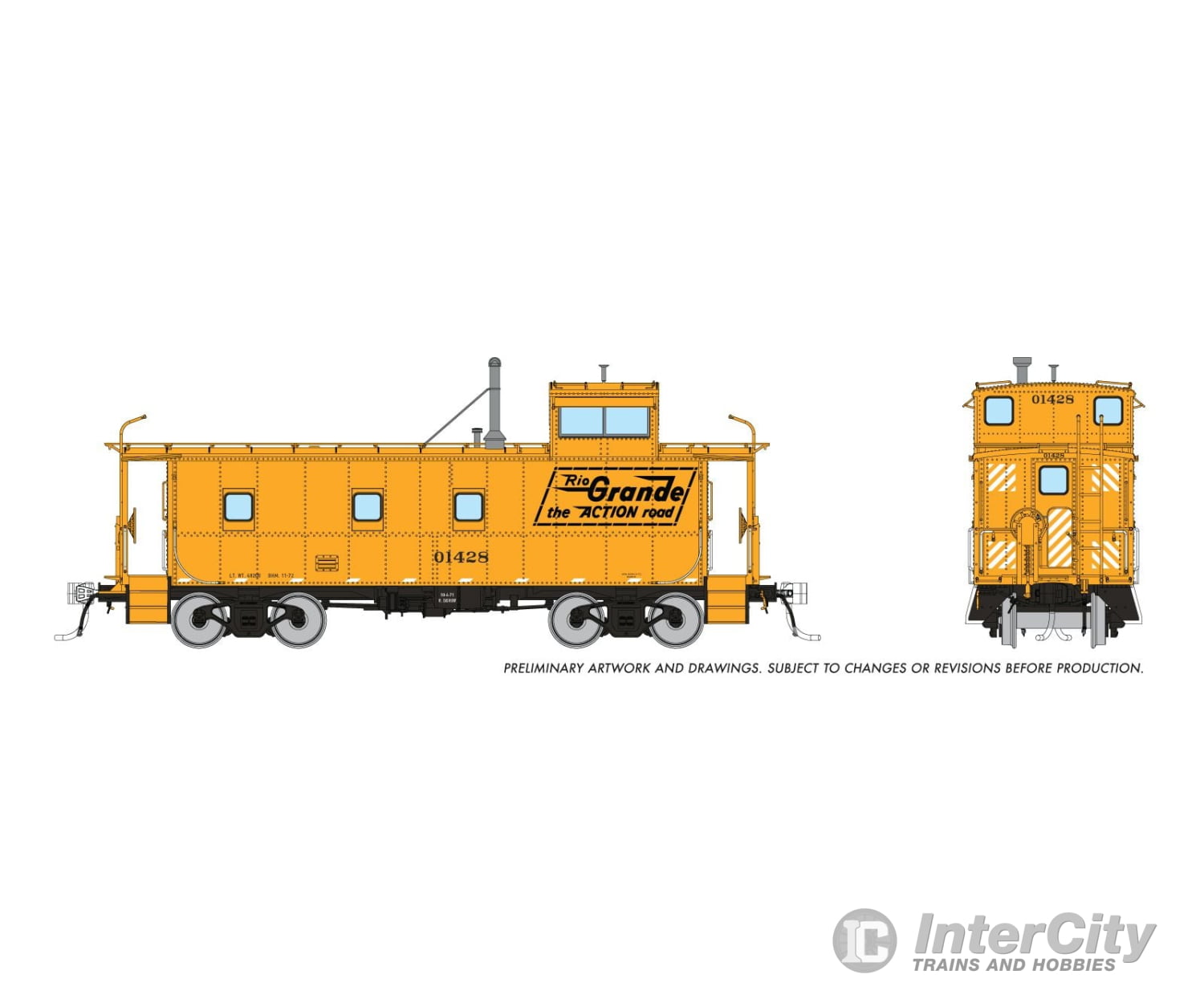 Rapido 225019 Ho D&Rgw End Cupola Steel Caboose W/ Post-War Mods: Action Road Scheme: #01428