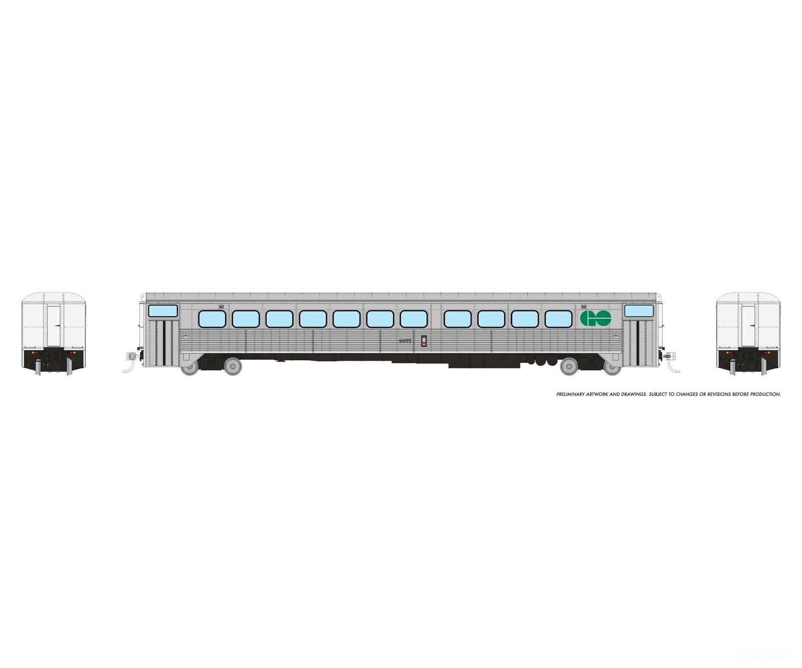 Rapido 226108 HO H-S Commuter Coach: GO Transit - Early: #9955 Passenger Cars