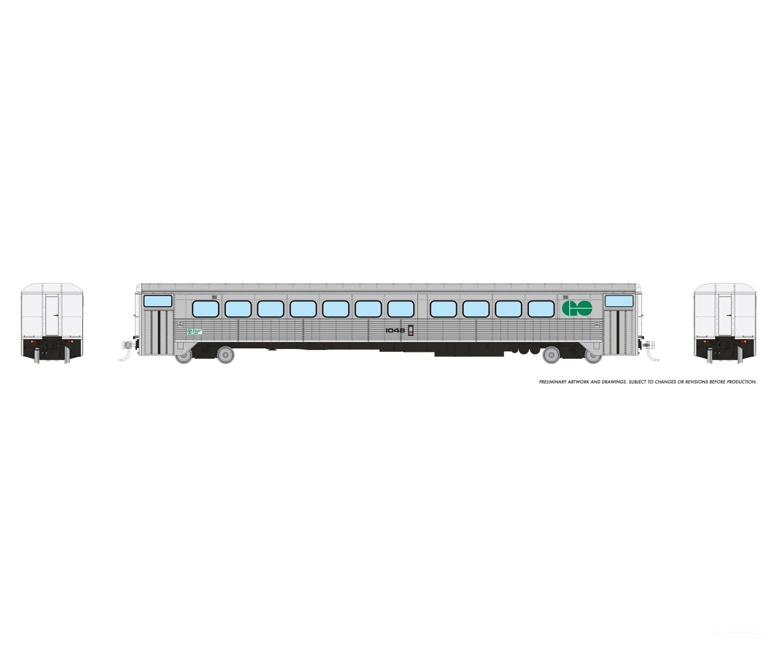 Rapido 226112 HO H-S Commuter Coach: GO Transit - Late: #1048 Passenger Cars
