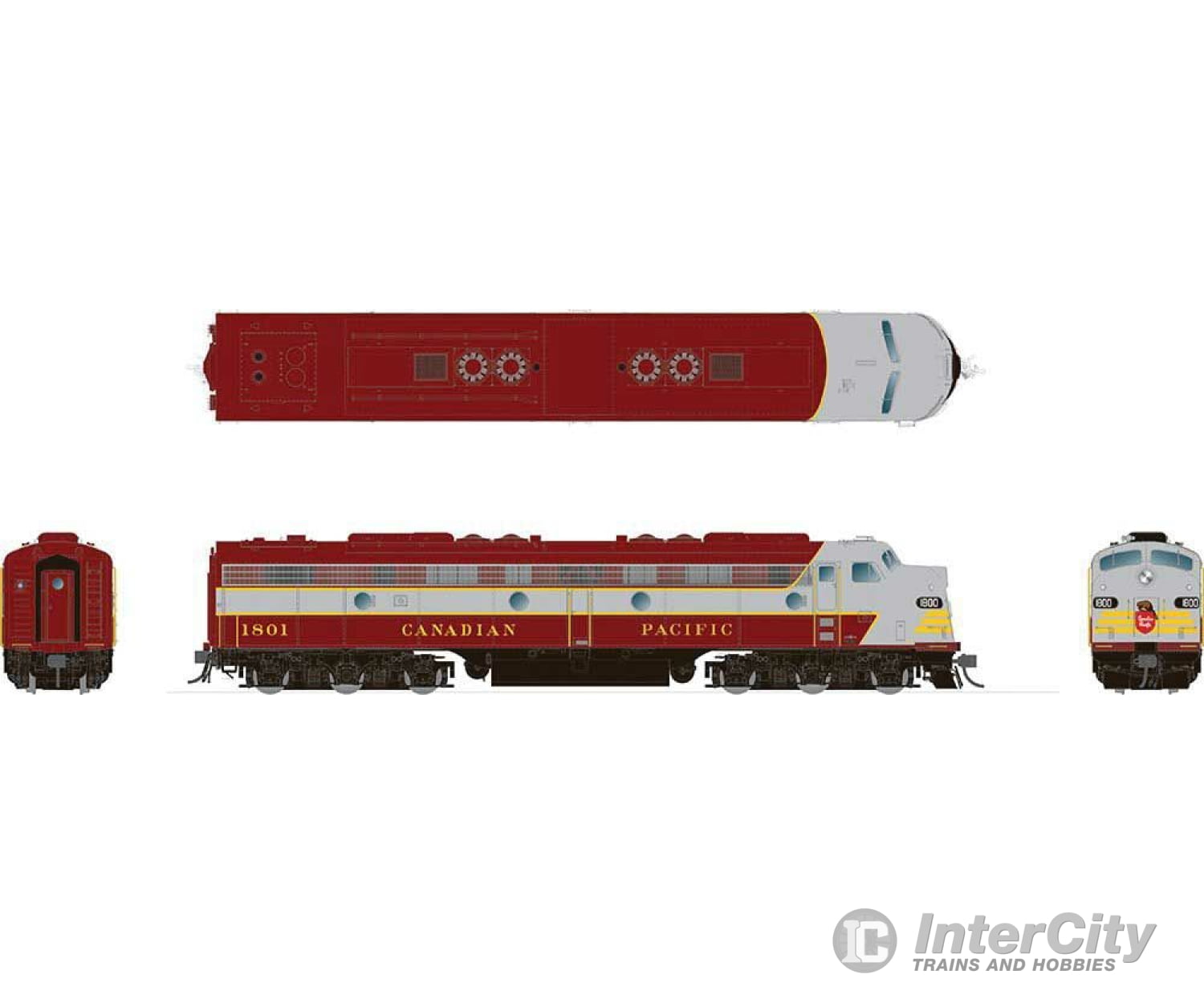 Rapido 28012 Ho Emd E8A - Standard Dc -- Canadian Pacific 1800 (Maroon Gray Yellow Block Lettering)