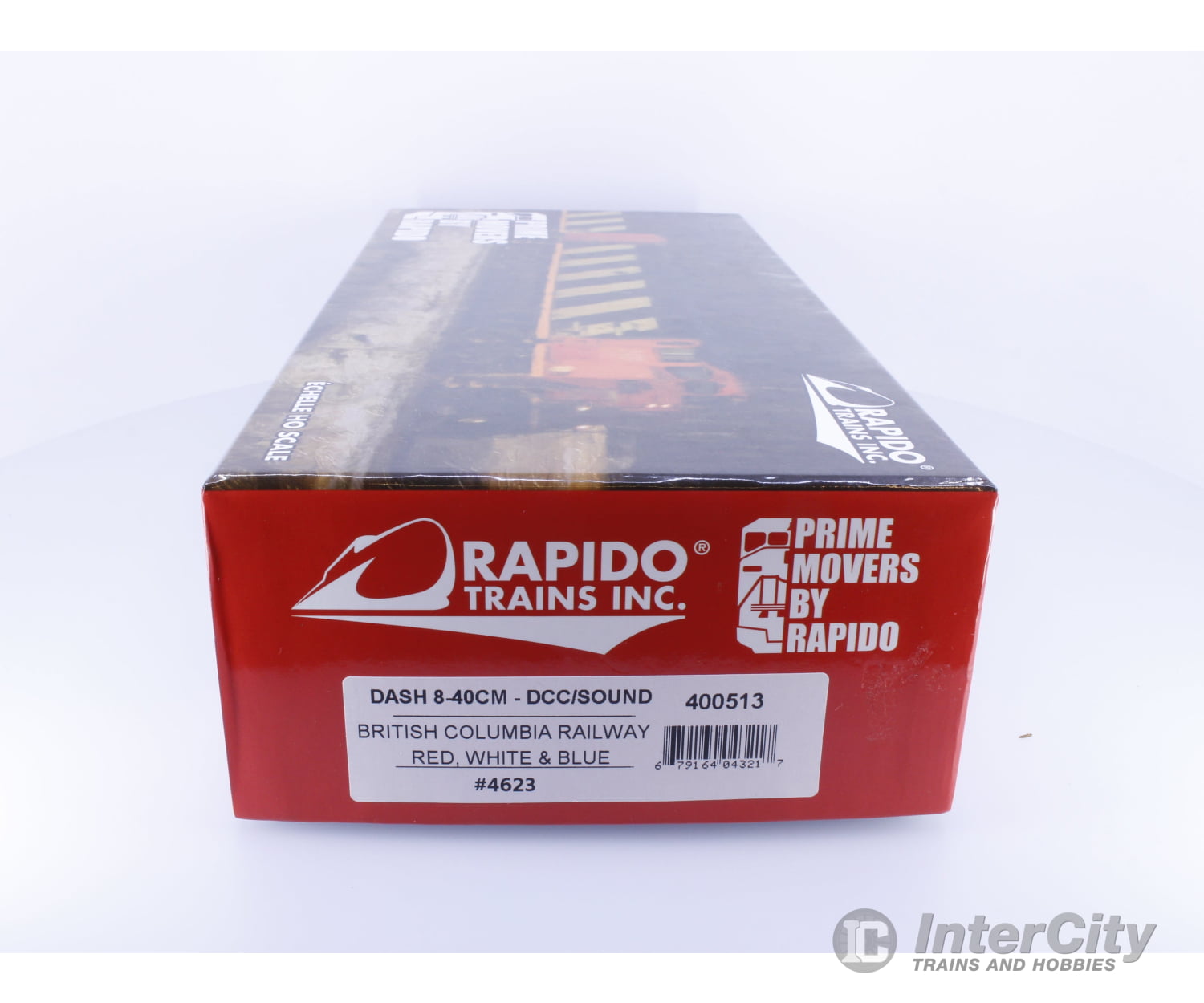 Rapido 400513 HO Dash 8-40CM Diesel Locomotive BC Rail Red White and Blue Light Weathered BC Rail (BCOL) 4623 DCC &