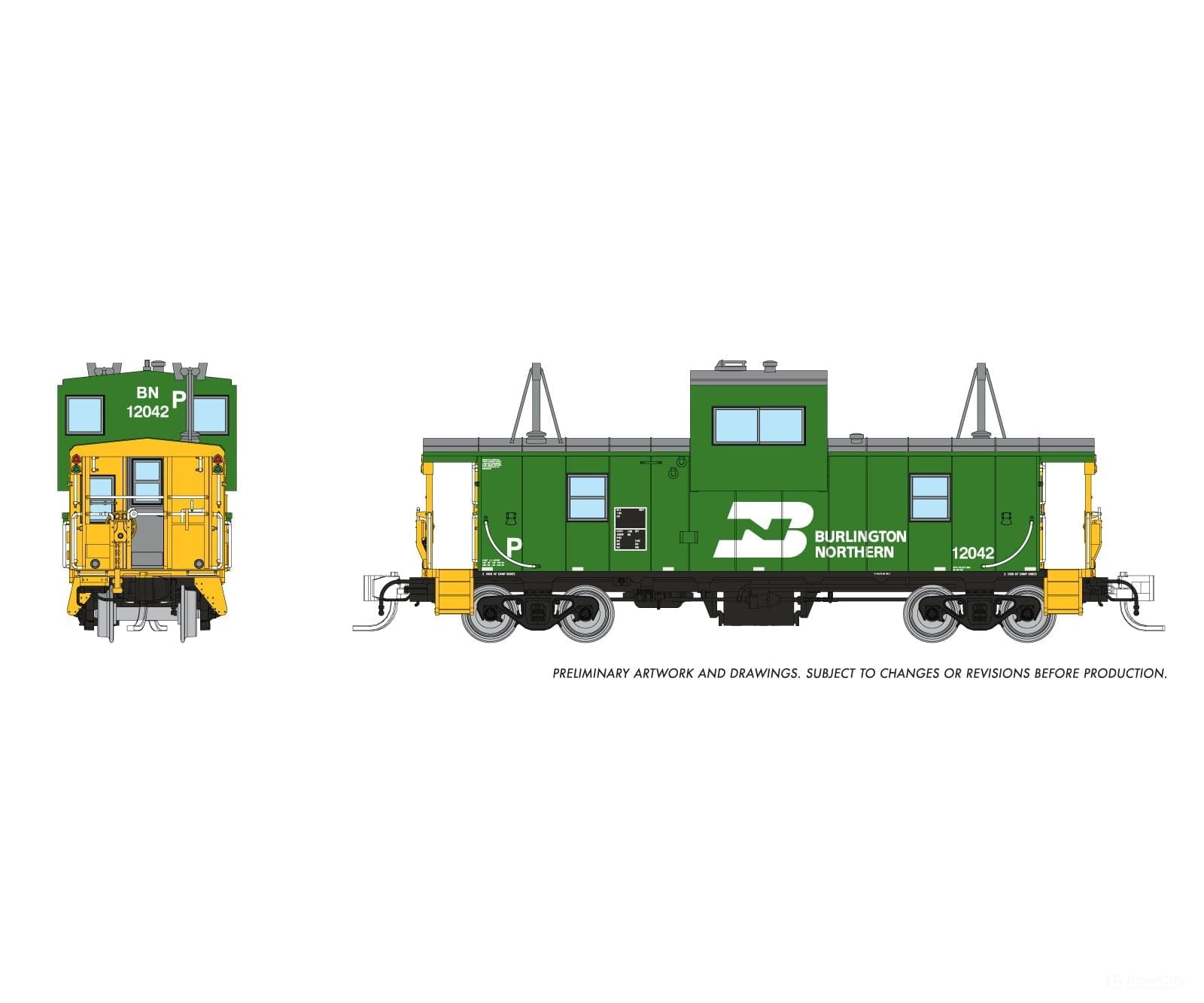 Rapido 510025D - SLIGHT DAMAGE - N Wide Vision Caboose: Burlington Northern: #12058 Freight Cars