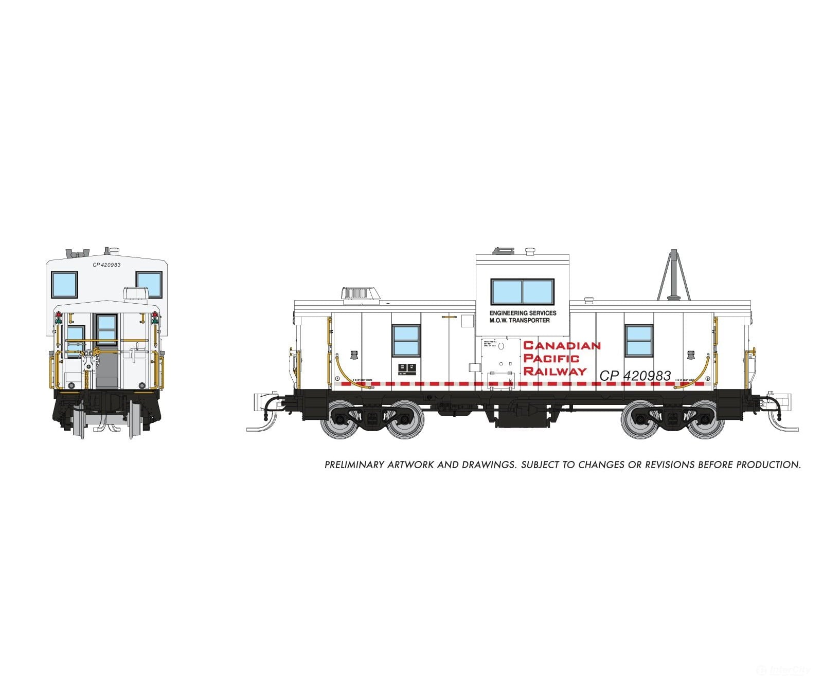 Rapido 510049 N Wide Vision Caboose: CP Rail - Engineering White: #420983 Freight Cars