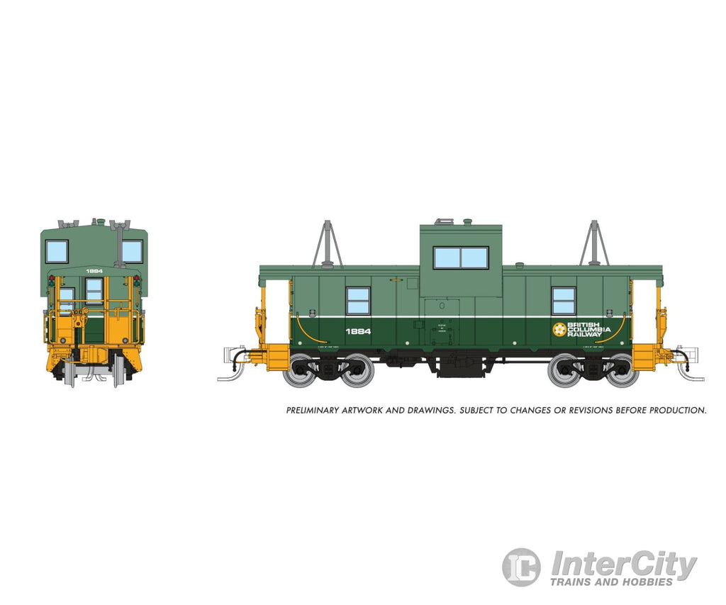 Rapido 510054 N Wide Vision Caboose: BC Rail - Two-tone Green Scheme: #1884 Freight Cars