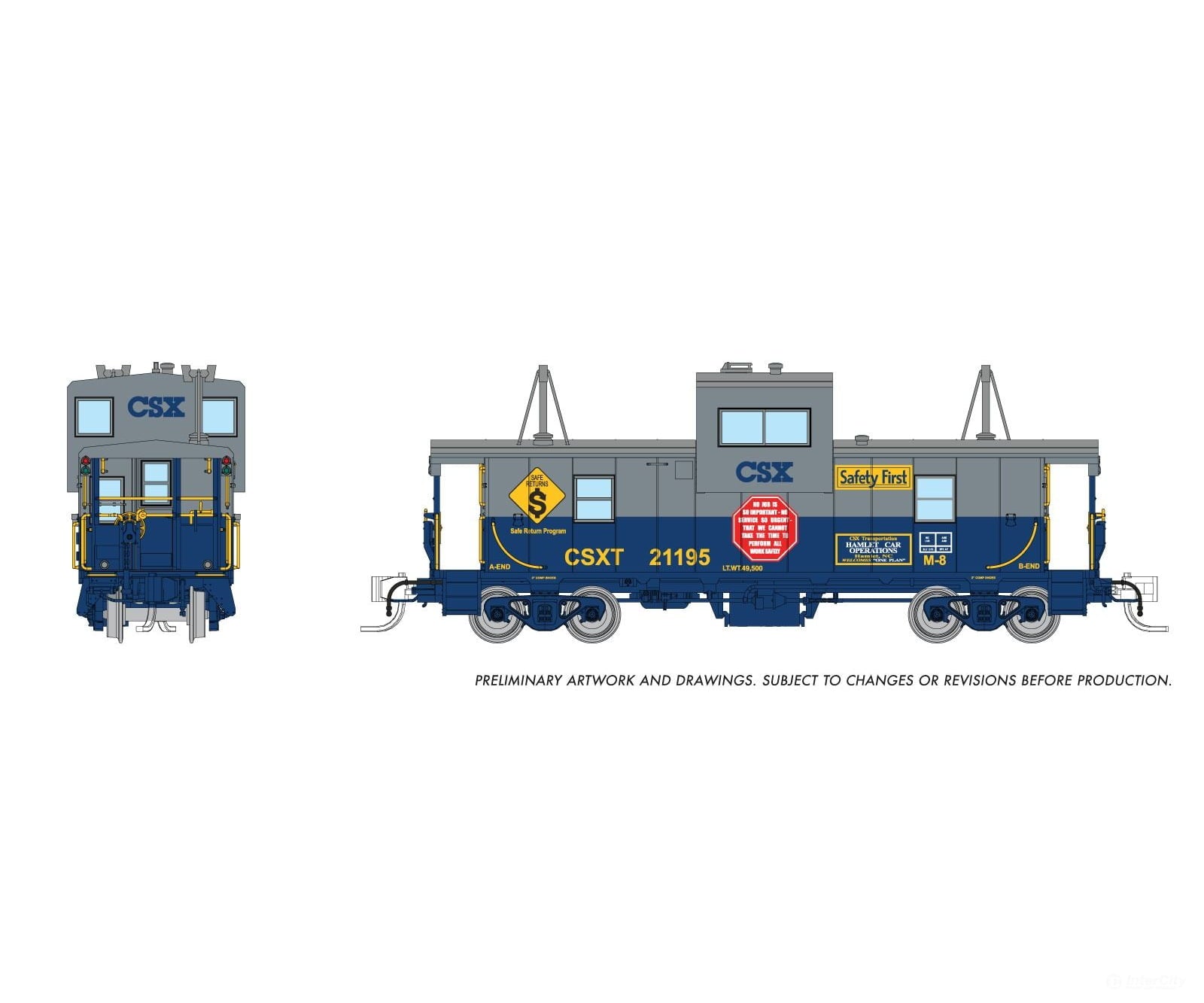 Rapido 510068 N Wide Vision Caboose: CSX - Scheme: #21195 Freight Cars
