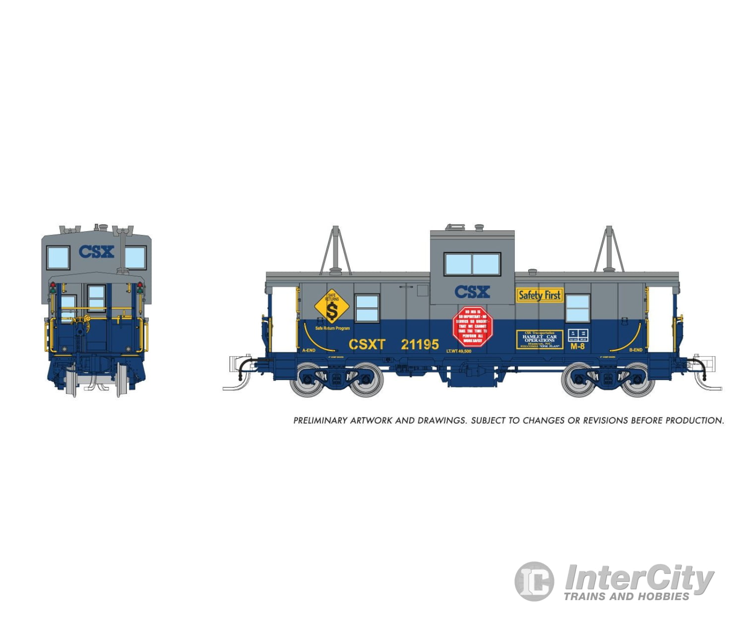 Rapido 510068 N Wide Vision Caboose: CSX - Scheme: #21195 Freight Cars