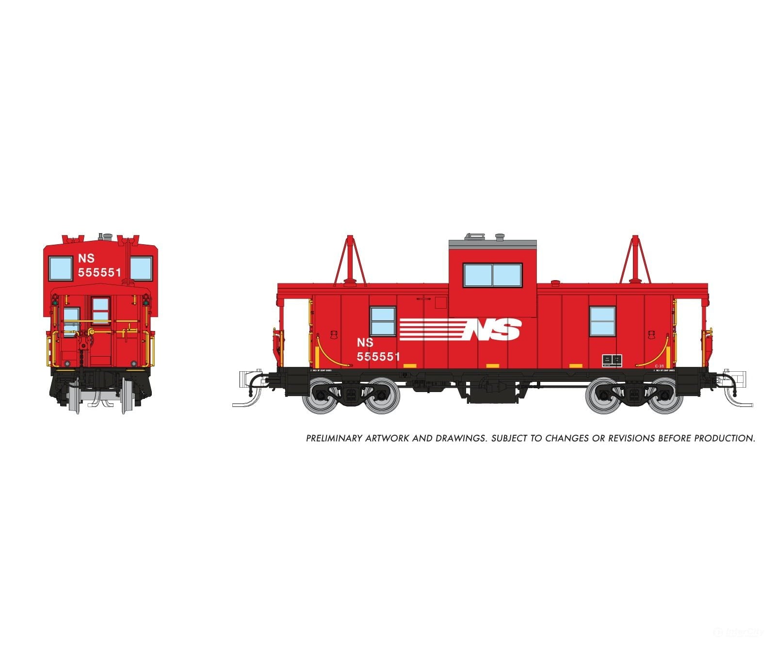 Rapido 510076 N Wide Vision Caboose: Norfolk Southern: #555551 Freight Cars