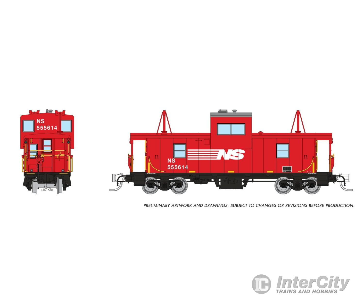 Rapido 510077 N Wide Vision Caboose: Norfolk Southern: #555614 Freight Cars