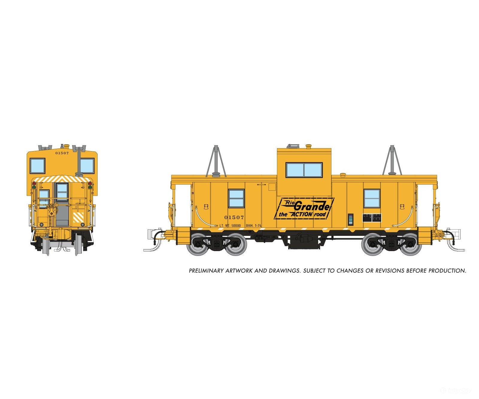 Rapido 510079 N Wide Vision Caboose: Rio Grande - The Action Road: #01507 Freight Cars