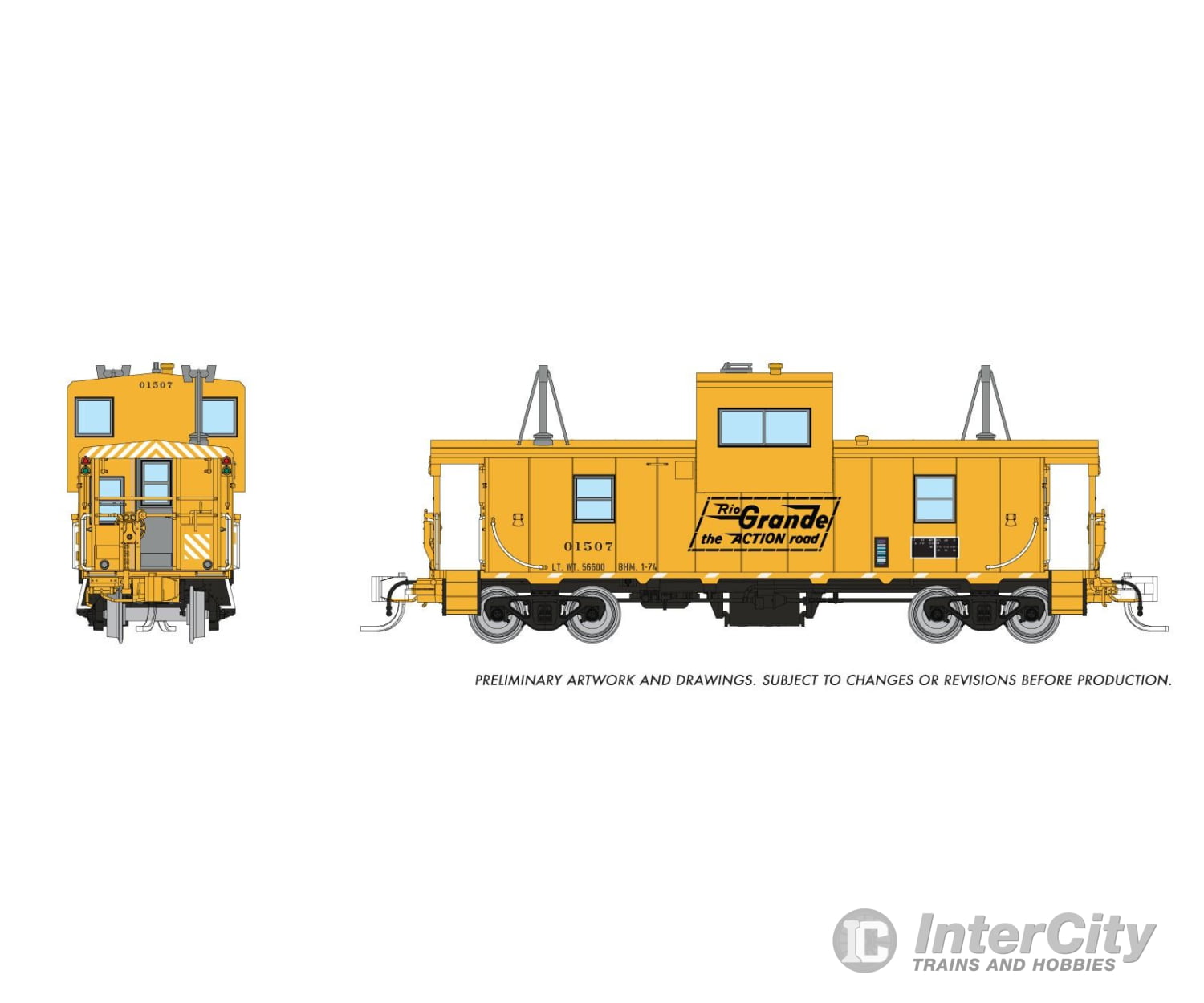 Rapido 510079 N Wide Vision Caboose: Rio Grande - The Action Road: #01507 Freight Cars