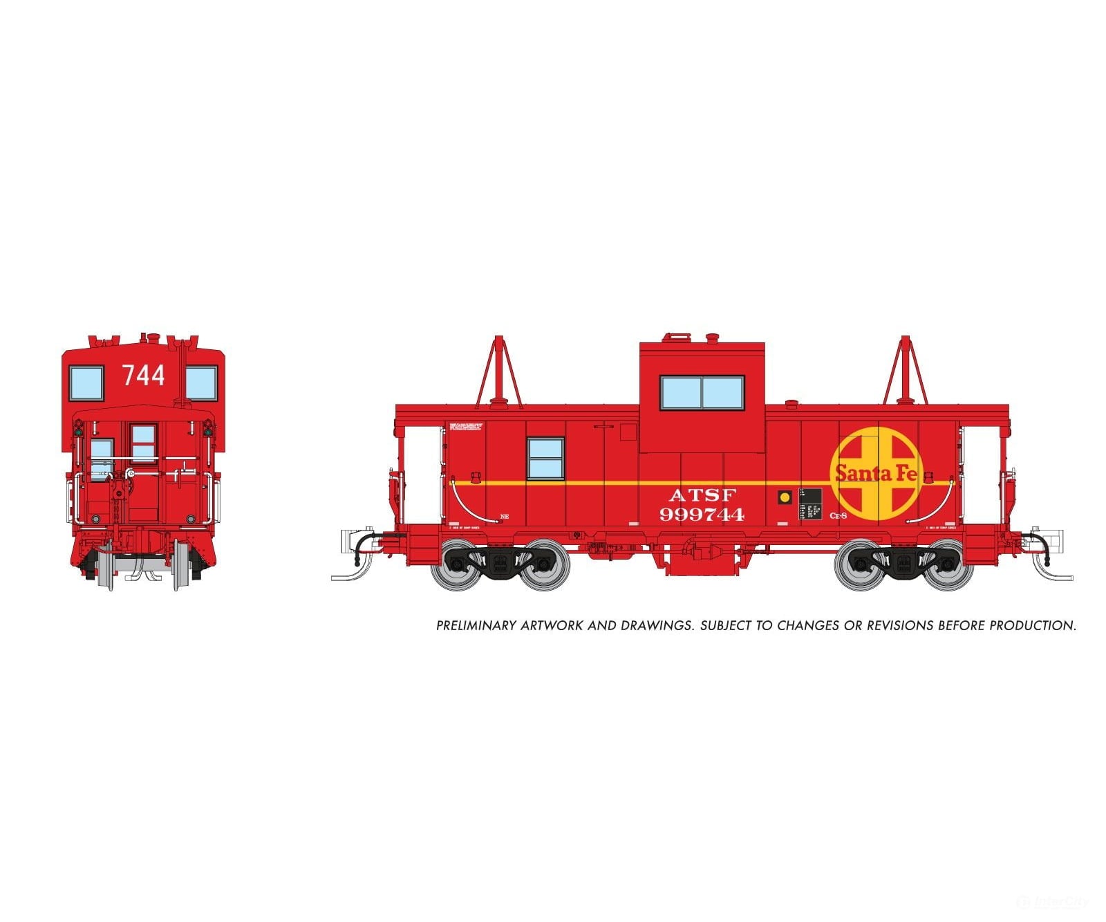 Rapido 510082 N Wide Vision Caboose: Santa Fe: #999744 Freight Cars