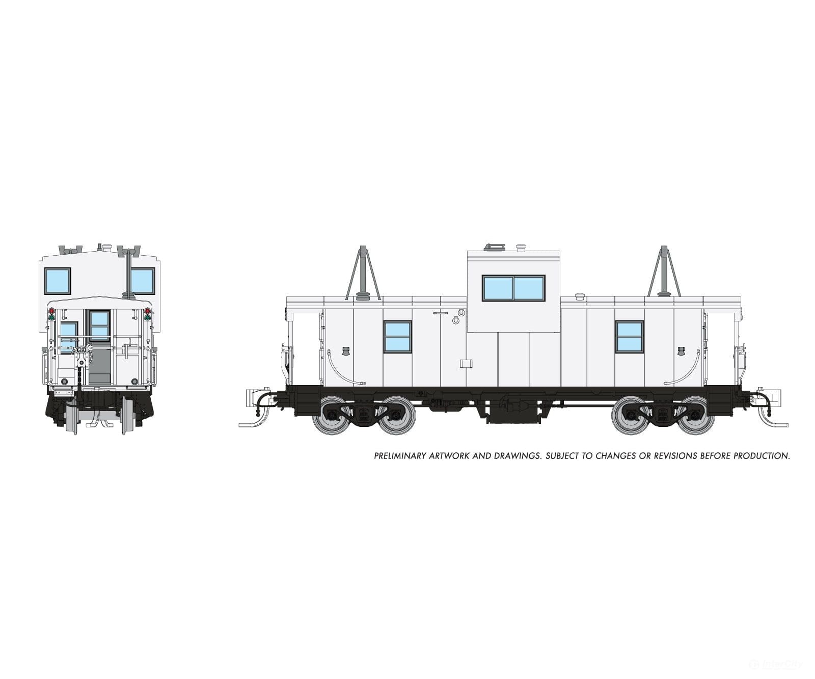 Rapido 510097 N Wide Vision Caboose: Painted Unlettered - White Freight Cars