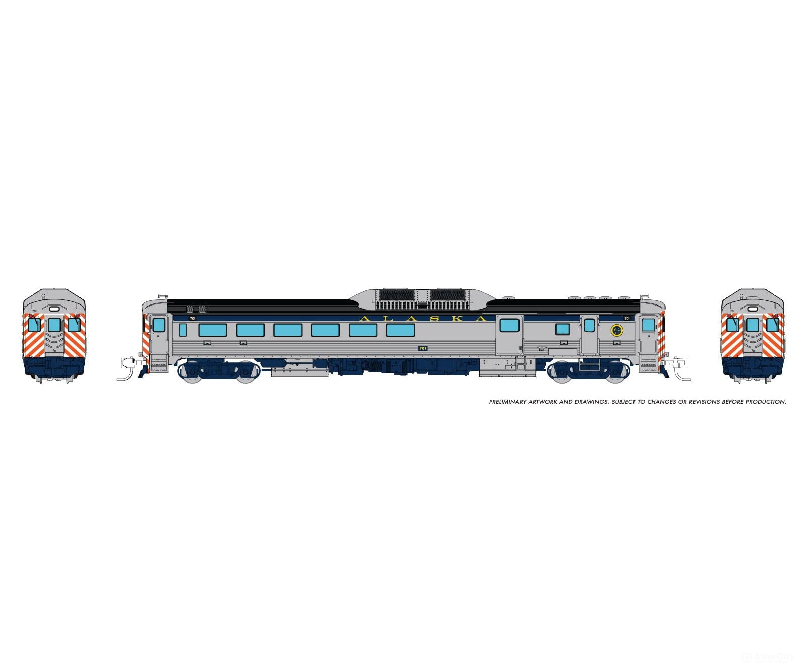 Rapido 516045 N Budd RDC-3 (Ph 1) (DC/Silent): Alaska: #701 Locomotives