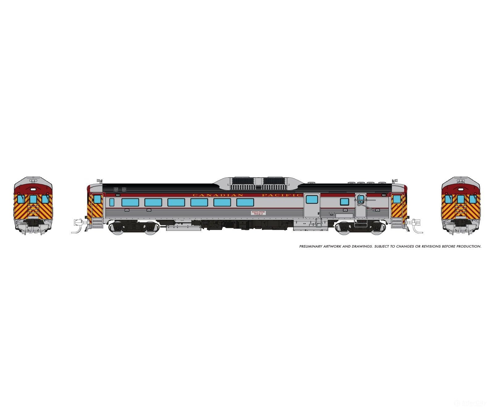 Rapido 516060 N Budd RDC-3 (Ph 1) (DC/Silent): Canadian Pacific - Maroon: #9023 Locomotives
