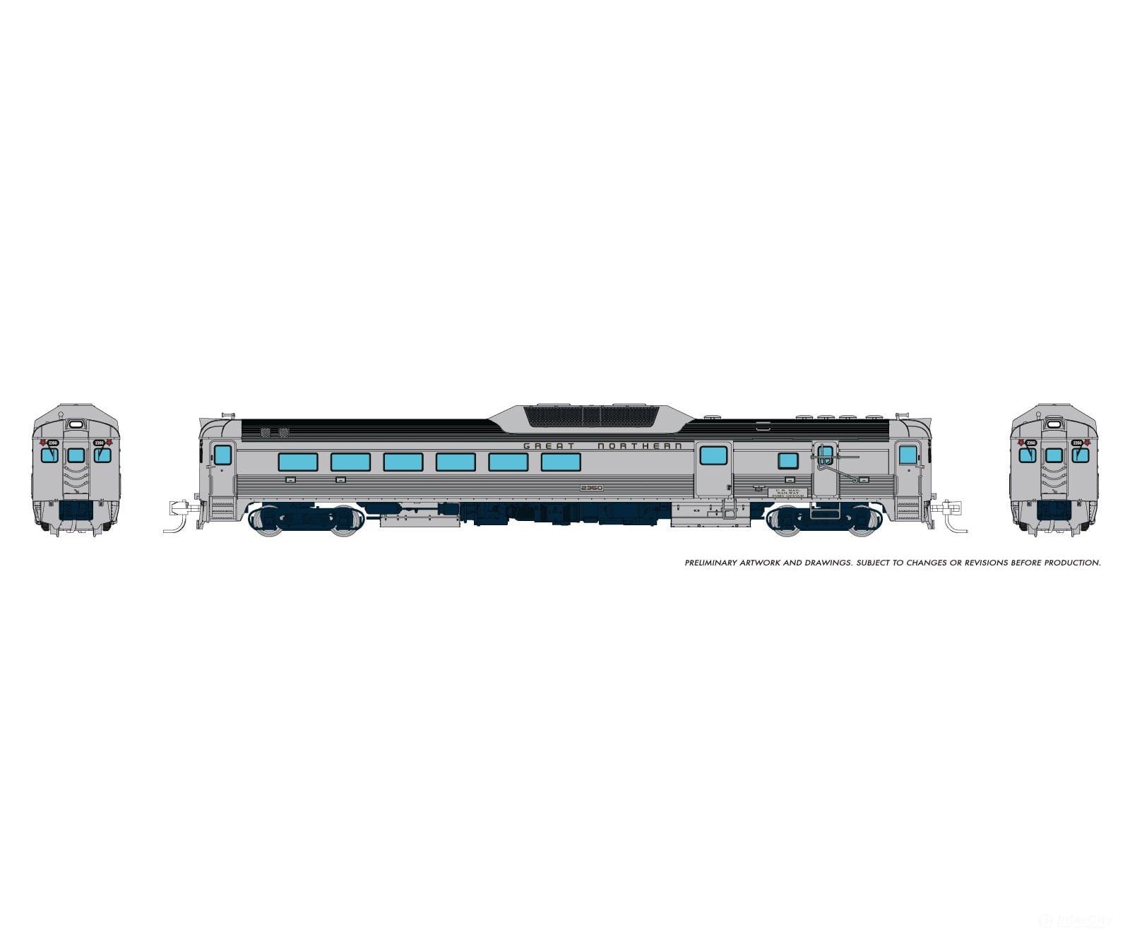 Rapido 516063 N Budd RDC-3 (Ph 2) (DC/Silent): Great Northern: #2350 Locomotives