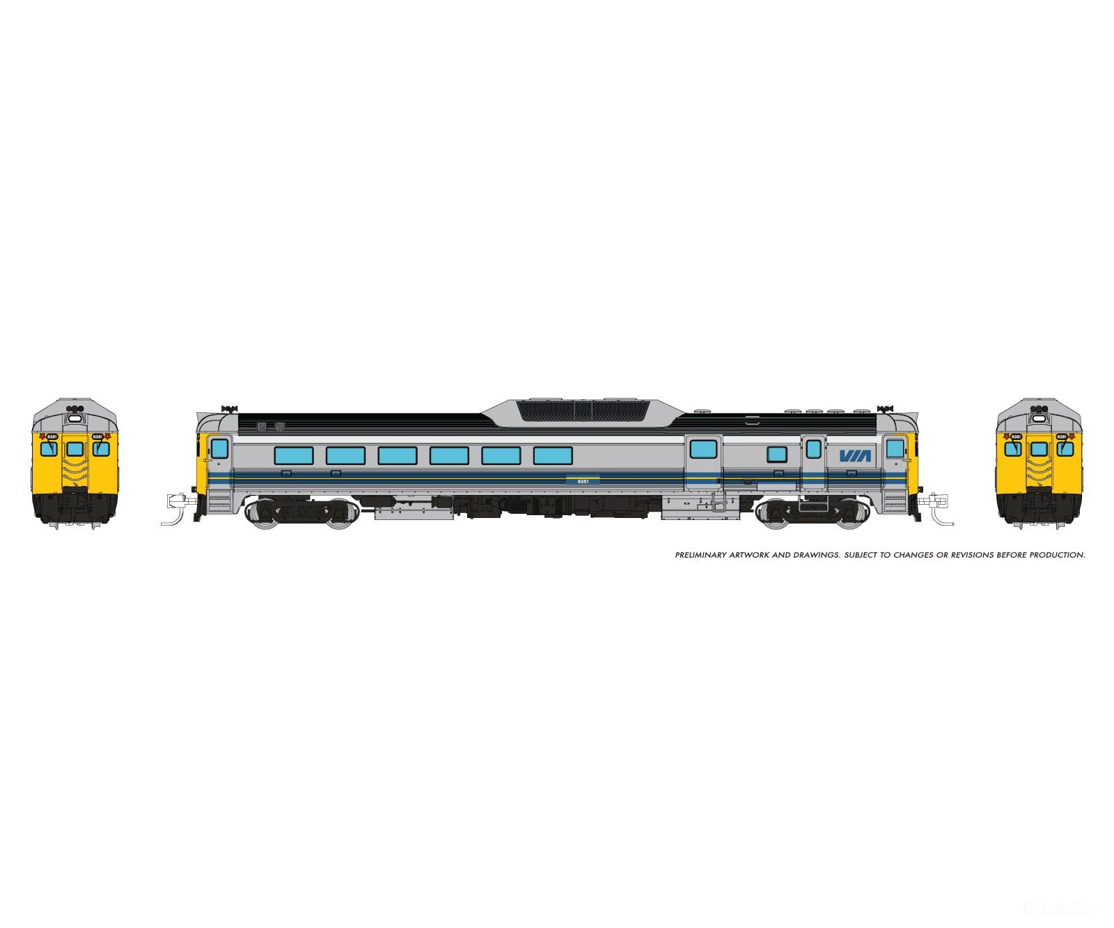 Rapido 516075 N Budd RDC-3 (Ph 2) (DC/Silent): VIA Rail - Early: #6351 Locomotives
