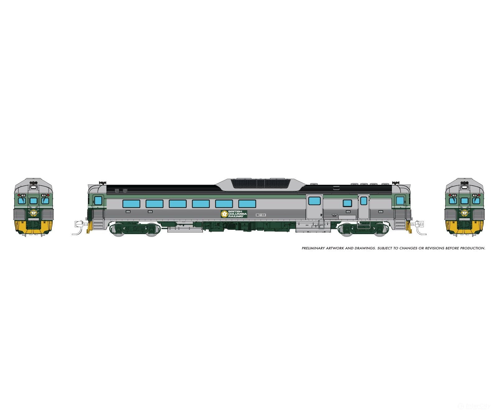 Rapido 516552 N Budd RDC-3 (Ph 2) (DC/DCC/Sound): BC Rail - Two-tone Green: BC-33 Locomotives