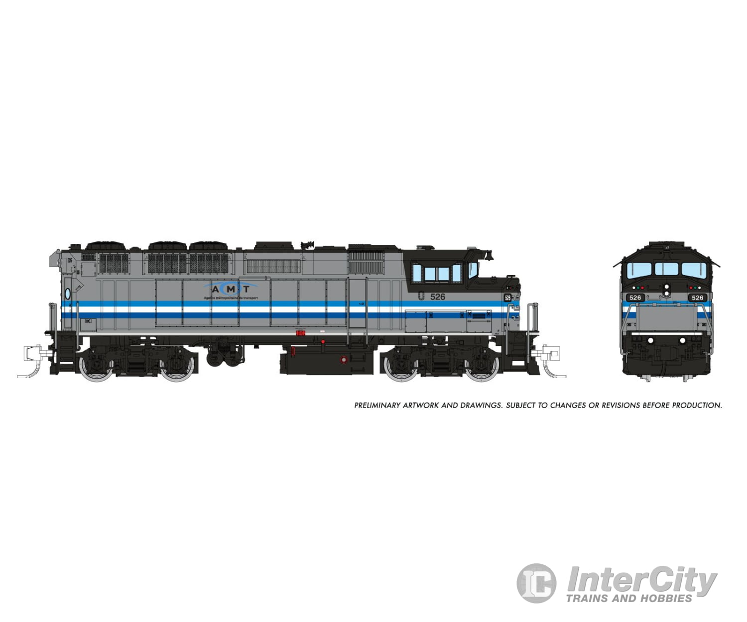 Rapido 519003 N Gmdd F59Ph (Dc/Silent): Amt Montreal - 3 Stripes: #526 Locomotives