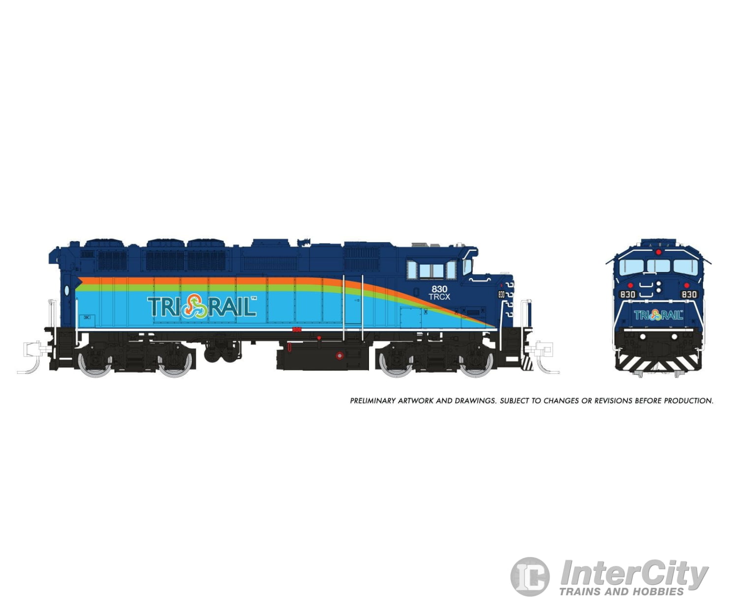 Rapido 519024 N Gmdd F59Ph (Dc/Silent): Trirail - Dark Blue Scheme: #831 Locomotives