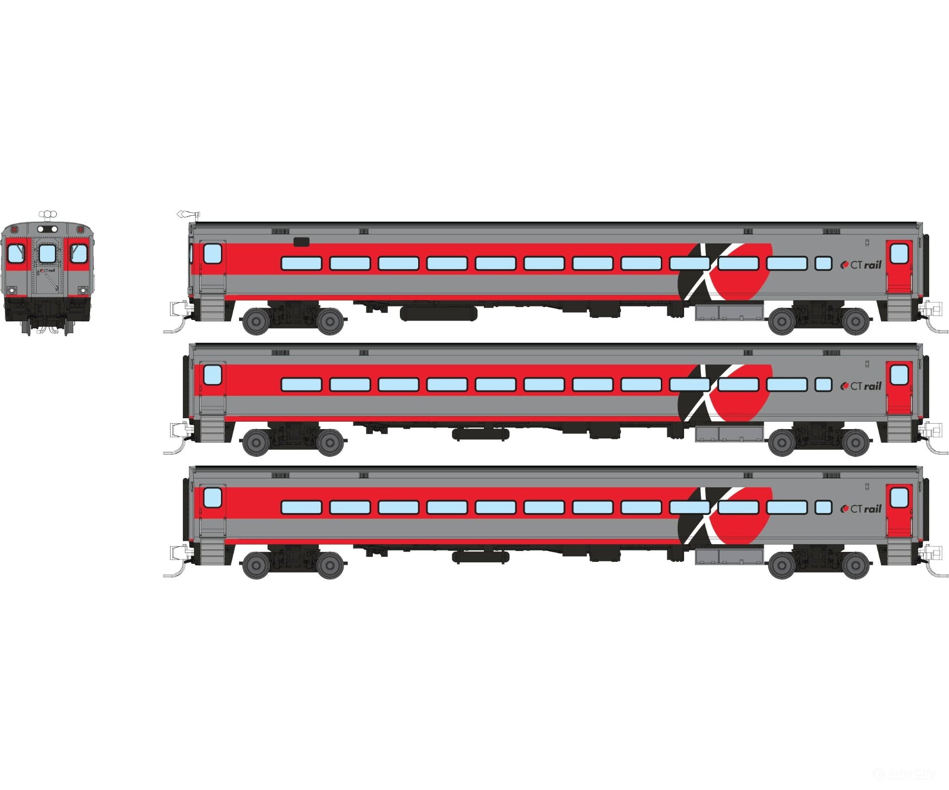 Rapido 528055 N Comet Car: CTrail Connecticut: Set #1 (Cab Car and 2 Coaches) - Passenger Cars