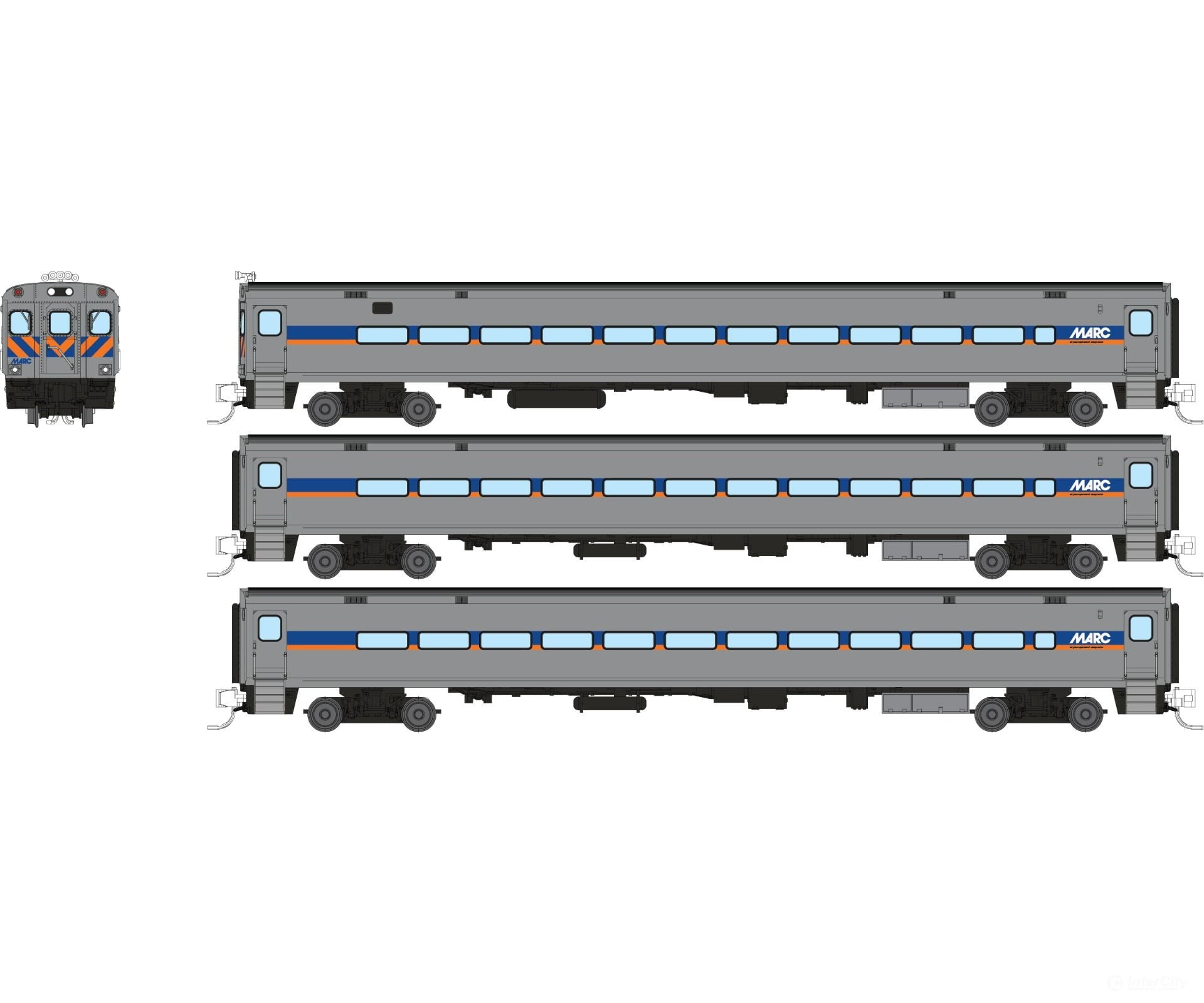 Rapido 528057 N Comet Car: MARC: Set #1 (Cab Car and 2 Coaches) - Passenger Cars