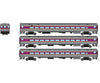 Rapido 528059 N Comet Car: MBTA - Late Scheme: Set #1 (Cab Car and 2 Coaches) - Passenger Cars